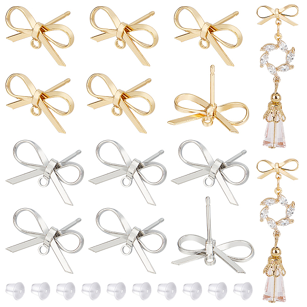 PandaHall BENECREAT 24Pcs 2 Colors Bowknot Brass Stud Earring Findings, with Loops and 40Pcs Plastic Ear Nuts, Nickel Free, Real Gold Plated...
PandaHall BENECREAT 24Pcs 2 Colors Bowknot Brass Stud Earring Findings, with Loops and 40Pcs Plastic Ear Nuts, Nickel Free, Real Gold Plated...
