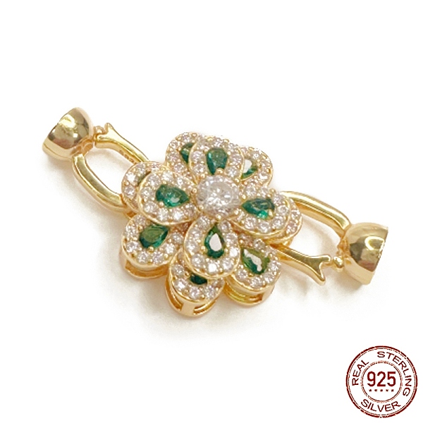 PandaHall 925 Sterling Silver Micro Pave Lime Green Cubic Zirconia Fold Over Clasps, Flower, Real 18K Gold Plated, 34.5mm, Hole: 4mm...
PandaHall 925 Sterling Silver Micro Pave Lime Green Cubic Zirconia Fold Over Clasps, Flower, Real 18K Gold Plated, 34.5mm, Hole: 4mm...