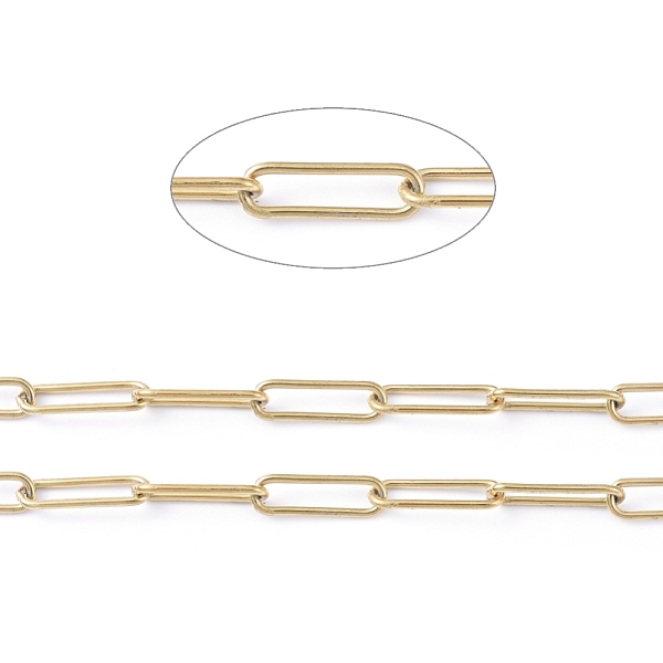 PandaHall 304 Stainless Steel Paperclip Chains, Drawn Elongated Cable Chains, Soldered, with Spool, Golden, Links: 14x4x1mm, about 32.8 Feet...
PandaHall 304 Stainless Steel Paperclip Chains, Drawn Elongated Cable Chains, Soldered, with Spool, Golden, Links: 14x4x1mm, about 32.8 Feet...