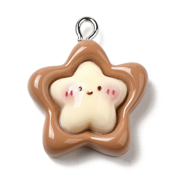 PandaHall Opaque Resin Pendants, with Platinum Plated Iron Loops, Star, 25x21x8mm, Hole: 2.5mm Iron+Resin Star Brown
PandaHall Opaque Resin Pendants, with Platinum Plated Iron Loops, Star, 25x21x8mm, Hole: 2.5mm Iron+Resin Star Brown