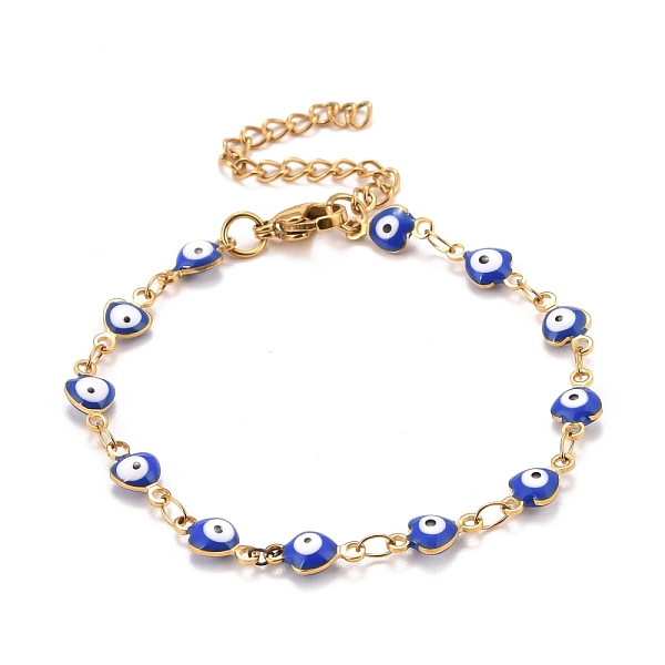 PandaHall Enamel Heart with Evil Eye Link Chains Bracelet, Vacuum Plating 304 Stainless Steel Jewelry for Women, Golden, Blue, 6-3/4 inch...
PandaHall Enamel Heart with Evil Eye Link Chains Bracelet, Vacuum Plating 304 Stainless Steel Jewelry for Women, Golden, Blue, 6-3/4 inch...