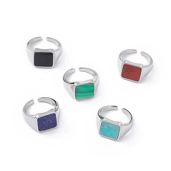 PandaHall Natural Genstone Square Open Cuff Ring, Platinum Brass Jewelry for Women, Cadmium Free & Lead Free, Inner Diameter: 16mm Mixed...
PandaHall Natural Genstone Square Open Cuff Ring, Platinum Brass Jewelry for Women, Cadmium Free & Lead Free, Inner Diameter: 16mm Mixed...