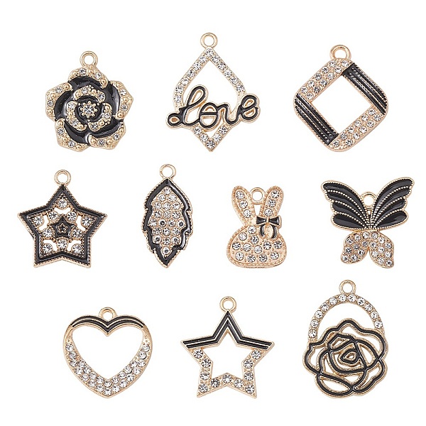 PandaHall 10Pcs 10 Style Alloy Enamel Pendants, with Crystal Rhinestone, Rhombus & Star & Rose & Heart & Rabbit Charms, Light Gold..., Clear
PandaHall 10Pcs 10 Style Alloy Enamel Pendants, with Crystal Rhinestone, Rhombus & Star & Rose & Heart & Rabbit Charms, Light Gold..., Clear