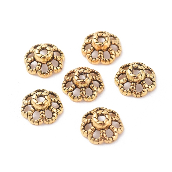 PandaHall Tibetan Style Bead Caps, Zinc Alloy Bead Caps, Antique Golden, Lead Free and Cadmium Free, Size: about 9mm in diameter, 4mm thick...
PandaHall Tibetan Style Bead Caps, Zinc Alloy Bead Caps, Antique Golden, Lead Free and Cadmium Free, Size: about 9mm in diameter, 4mm thick...