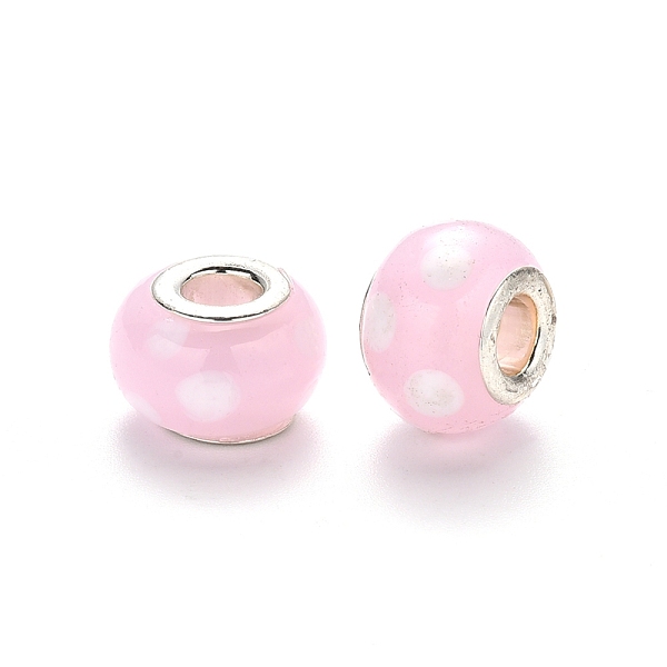 PandaHall Handmade Lampwork European Beads, Large Hole Rondelle Beads, with Platinum Tone Brass Double Cores, Creamy White, 14~15x9~10mm...
PandaHall Handmade Lampwork European Beads, Large Hole Rondelle Beads, with Platinum Tone Brass Double Cores, Creamy White, 14~15x9~10mm...