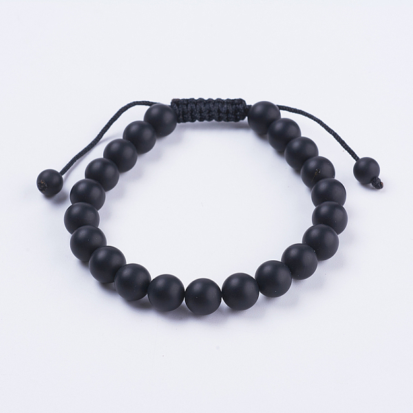 PandaHall Adjustable Nylon Cord Braided Bead Bracelets, with Frosted Black Agate Beads, 2-1/8 inch(55mm) Black Agate
PandaHall Adjustable Nylon Cord Braided Bead Bracelets, with Frosted Black Agate Beads, 2-1/8 inch(55mm) Black Agate