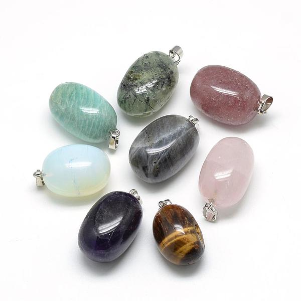 PandaHall Natural Mixed Stone Pendants, Oval, Platinum, 30~35x18~20x18~20mm, Hole: 5x6mm Mixed Stone Oval
PandaHall Natural Mixed Stone Pendants, Oval, Platinum, 30~35x18~20x18~20mm, Hole: 5x6mm Mixed Stone Oval