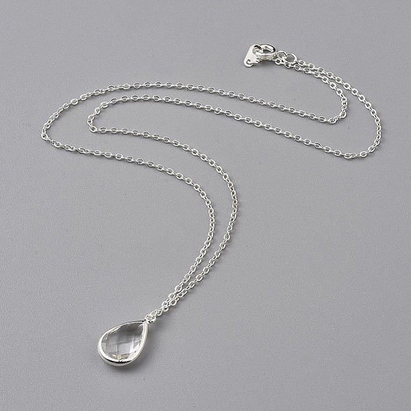 PandaHall Clear Glass Pendant Necklaces, with Brass Cable Chains, Spring Ring Clasps and Cardboard Packing Box, Teardrop, Silver Color...
PandaHall Clear Glass Pendant Necklaces, with Brass Cable Chains, Spring Ring Clasps and Cardboard Packing Box, Teardrop, Silver Color...