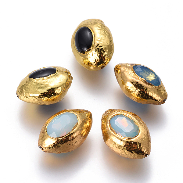 PandaHall Glass Beads, with Golden Plated Brass Findings, Olive Shape, Mixed Color, 25~27x17~21x13~17mm, Hole: 1~1.2mm Glass Food Multicolor
PandaHall Glass Beads, with Golden Plated Brass Findings, Olive Shape, Mixed Color, 25~27x17~21x13~17mm, Hole: 1~1.2mm Glass Food Multicolor