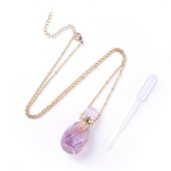 PandaHall Natural Amethyst Openable Perfume Bottle Pendant Necklaces, with 304 Stainless Steel Cable Chain and Plastic Dropper, Bottle, Size...
PandaHall Natural Amethyst Openable Perfume Bottle Pendant Necklaces, with 304 Stainless Steel Cable Chain and Plastic Dropper, Bottle, Size...