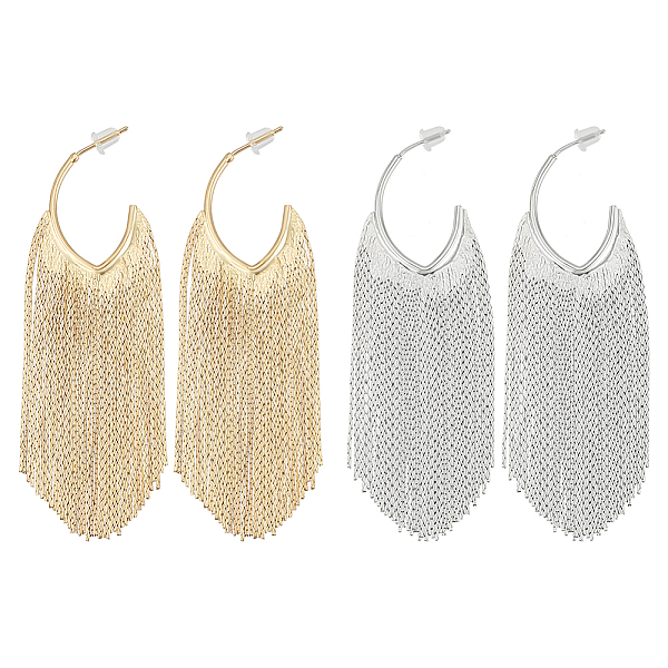 PandaHall ANATTASOUL 2 Pairs 2 Colors Alloy Tassel Stud Earrings, Half Hoop Earrings, Platinum & Golden, 85x25mm, 1 Pair/color Alloy
PandaHall ANATTASOUL 2 Pairs 2 Colors Alloy Tassel Stud Earrings, Half Hoop Earrings, Platinum & Golden, 85x25mm, 1 Pair/color Alloy