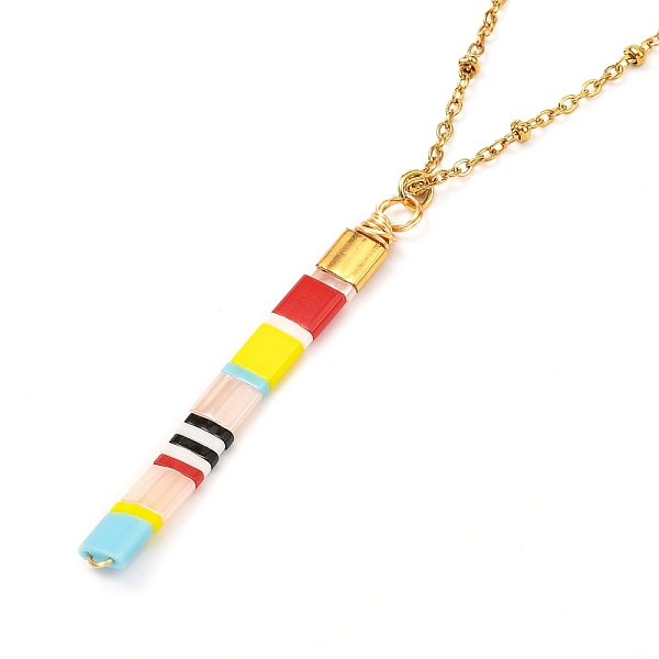 PandaHall Vertical Bar Japanese Seed Beads Pendant Necklace for Girl Women, Golden, Sky Blue, 15.94 inch(40.5cm) Glass
PandaHall Vertical Bar Japanese Seed Beads Pendant Necklace for Girl Women, Golden, Sky Blue, 15.94 inch(40.5cm) Glass