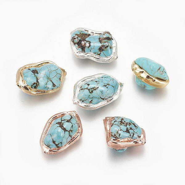 PandaHall Natural Howlite Beads, Dyed & Heated, Edge Plated, Nuggets, Mixed Color, 17~25x13~20x8~13mm, Hole: 1mm Howlite Nuggets Multicolor
PandaHall Natural Howlite Beads, Dyed & Heated, Edge Plated, Nuggets, Mixed Color, 17~25x13~20x8~13mm, Hole: 1mm Howlite Nuggets Multicolor