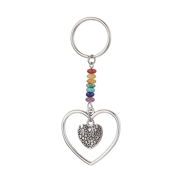 PandaHall Heart Alloy Pendant Keychain, with Chakra Gemstone Chip and Iron Split Key Rings, Heart, 7.4cm Alloy Heart
PandaHall Heart Alloy Pendant Keychain, with Chakra Gemstone Chip and Iron Split Key Rings, Heart, 7.4cm Alloy Heart