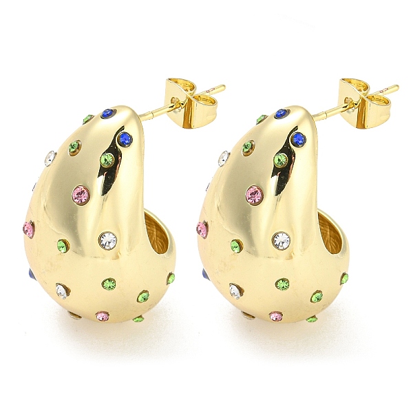 PandaHall Real 18K Gold Plated Brass Micro Pave Cubic Zirconia Stud Earrings, Teardrop, Colorful, 26x16.5mm Cubic Zirconia
PandaHall Real 18K Gold Plated Brass Micro Pave Cubic Zirconia Stud Earrings, Teardrop, Colorful, 26x16.5mm Cubic Zirconia