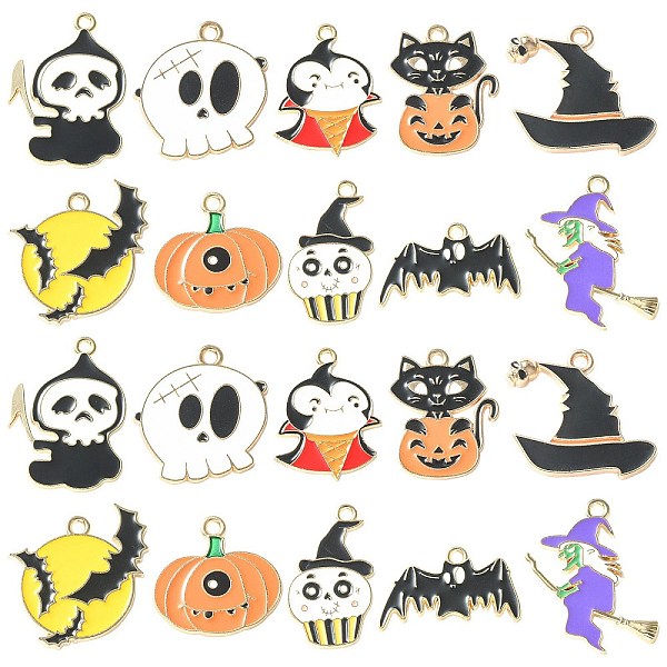 PandaHall 40Pcs 10 Styles Halloween Alloy Enamel Pandants, Light Gold, Ghost & Witch & Pumpkin with Cat, Orange, 14.5~30x14~24x1.5mm, Hole...
PandaHall 40Pcs 10 Styles Halloween Alloy Enamel Pandants, Light Gold, Ghost & Witch & Pumpkin with Cat, Orange, 14.5~30x14~24x1.5mm, Hole...