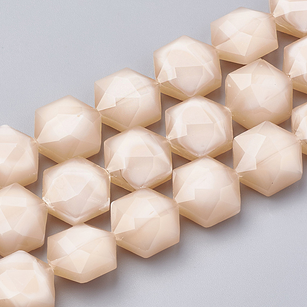 PandaHall Opaque Solid Color Glass Beads Strands, Faceted, Hexagon, PeachPuff, 15x14x8mm, Hole: 1mm, about 24pcs/strand, 14.17 inch(36cm)..., Brown
PandaHall Opaque Solid Color Glass Beads Strands, Faceted, Hexagon, PeachPuff, 15x14x8mm, Hole: 1mm, about 24pcs/strand, 14.17 inch(36cm)..., Brown