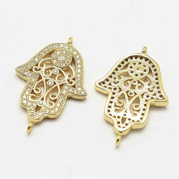 PandaHall Brass Micro Pave Cubic Zirconia Links, Hamsa Hand/Hand of Fatima/Hand of Miriam, Cadmium Free & Lead Free & Nickel Free, Golden...
PandaHall Brass Micro Pave Cubic Zirconia Links, Hamsa Hand/Hand of Fatima/Hand of Miriam, Cadmium Free & Lead Free & Nickel Free, Golden...