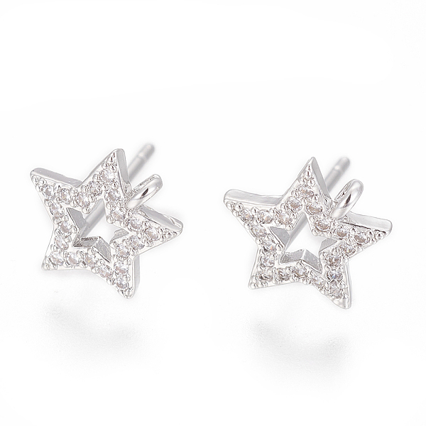 PandaHall Brass Stud Earring Findings, with Cubic Zirconia and Loop, Star, Clear, Platinum, 10.5x10mm, Hole: 1.2mm, Pin: 0.8mm Brass+Cubic...
PandaHall Brass Stud Earring Findings, with Cubic Zirconia and Loop, Star, Clear, Platinum, 10.5x10mm, Hole: 1.2mm, Pin: 0.8mm Brass+Cubic...