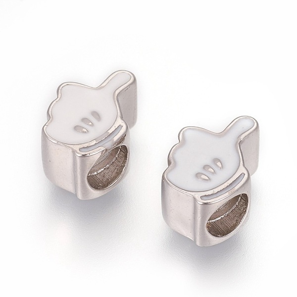 PandaHall Brass ASL European Beads, with Enamel, Large Hole Beads, Gesture Good, Platinum, White, 12x9x7mm, Hole: 4.5mm Brass+Enamel Body...
PandaHall Brass ASL European Beads, with Enamel, Large Hole Beads, Gesture Good, Platinum, White, 12x9x7mm, Hole: 4.5mm Brass+Enamel Body...