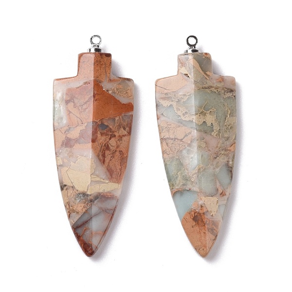 PandaHall Natural Regalite/Imperial Jasper/Sea Sediment Jasper Pendants, with Platinum Tone Brass Findings, Shield, Bisque, 50x18x5.5mm..., Orange
PandaHall Natural Regalite/Imperial Jasper/Sea Sediment Jasper Pendants, with Platinum Tone Brass Findings, Shield, Bisque, 50x18x5.5mm..., Orange