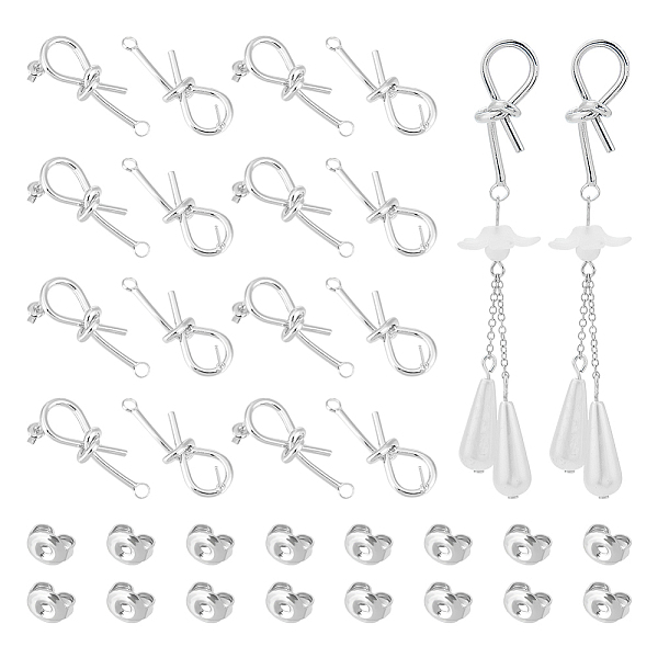 PandaHall Unicraftale 8 Pair Brass Knot Stud Earring Findings, with Horizontal Loops & 16Pcs Iron Ear Nuts, Platinum, 32x11x8mm, Hole: 2.2mm...
PandaHall Unicraftale 8 Pair Brass Knot Stud Earring Findings, with Horizontal Loops & 16Pcs Iron Ear Nuts, Platinum, 32x11x8mm, Hole: 2.2mm...