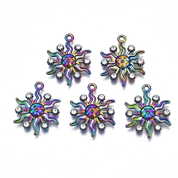 PandaHall Rack Plating Rainbow Color Alloy Pendants, with Crystal Rhinestone, Cadmium Free & Nickel Free & Lead Free, Sun, 24x18.5x3.5mm..., Clear
PandaHall Rack Plating Rainbow Color Alloy Pendants, with Crystal Rhinestone, Cadmium Free & Nickel Free & Lead Free, Sun, 24x18.5x3.5mm..., Clear
