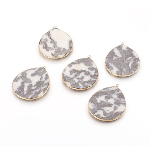 PandaHall Natural Zebra Jasper Pendants, with Brass Findings, Teardrop, Golden, 41~41.5x32x2mm, Hole: 1.5mm Zebra Jasper Teardrop
PandaHall Natural Zebra Jasper Pendants, with Brass Findings, Teardrop, Golden, 41~41.5x32x2mm, Hole: 1.5mm Zebra Jasper Teardrop