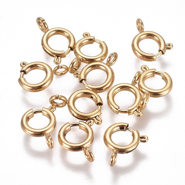 PandaHall Ion Plating(IP) 304 Stainless Steel Spring Ring Clasps, Golden, 8x1.8mm, Hole: 2.5mm 304 Stainless Steel
PandaHall Ion Plating(IP) 304 Stainless Steel Spring Ring Clasps, Golden, 8x1.8mm, Hole: 2.5mm 304 Stainless Steel