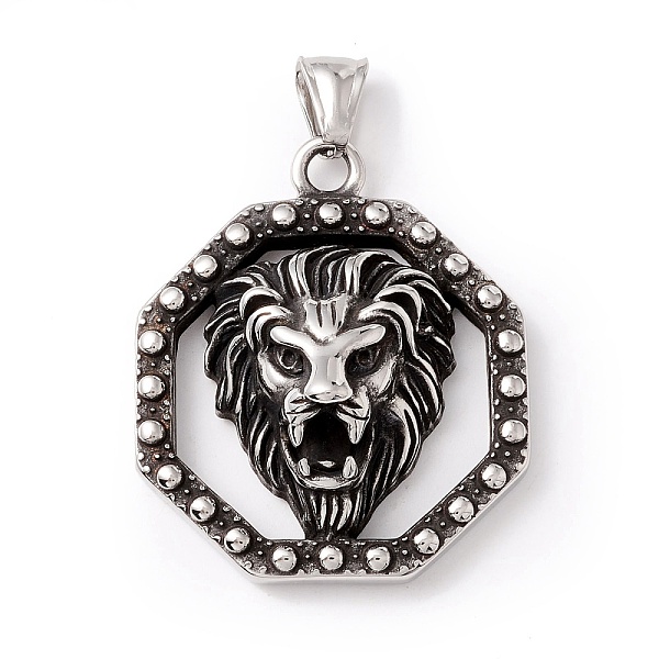 PandaHall Tibetan Style 304 Stainless Steel Pendants, Hexagon & Lion, Antique Silver, 43x36x13mm, Hole: 8x4.5mm 304 Stainless Steel Hexagon
PandaHall Tibetan Style 304 Stainless Steel Pendants, Hexagon & Lion, Antique Silver, 43x36x13mm, Hole: 8x4.5mm 304 Stainless Steel Hexagon
