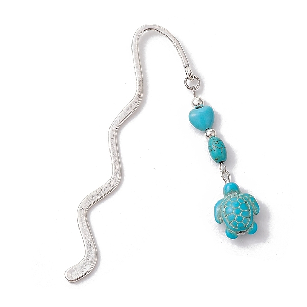 PandaHall Zinc Alloy Wavy Bookmarks, Synthetic Turquoise Bead Pendant Bookmark, Turtle, 85.5mm, Pendant: 50.5x14x6.5mm Alloy Turtle
PandaHall Zinc Alloy Wavy Bookmarks, Synthetic Turquoise Bead Pendant Bookmark, Turtle, 85.5mm, Pendant: 50.5x14x6.5mm Alloy Turtle