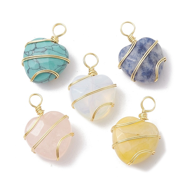 PandaHall Natural & Synthetic Mixed Gemstone Copper Wire Wrapped Pendants, Faceted Heart Charms, Real 18K Gold Plated, 22.5x15.5x9.5mm, Hole...
PandaHall Natural & Synthetic Mixed Gemstone Copper Wire Wrapped Pendants, Faceted Heart Charms, Real 18K Gold Plated, 22.5x15.5x9.5mm, Hole...