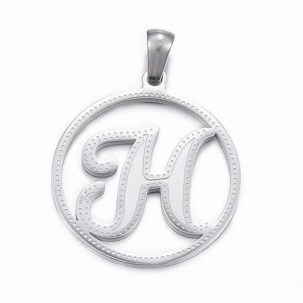 PandaHall 304 Stainless Steel Pendants, Flat Round with Letter.H, Stainless Steel Color, 28x25x1.2mm, Hole: 6x3mm 304 Stainless Steel Letter...
PandaHall 304 Stainless Steel Pendants, Flat Round with Letter.H, Stainless Steel Color, 28x25x1.2mm, Hole: 6x3mm 304 Stainless Steel Letter...