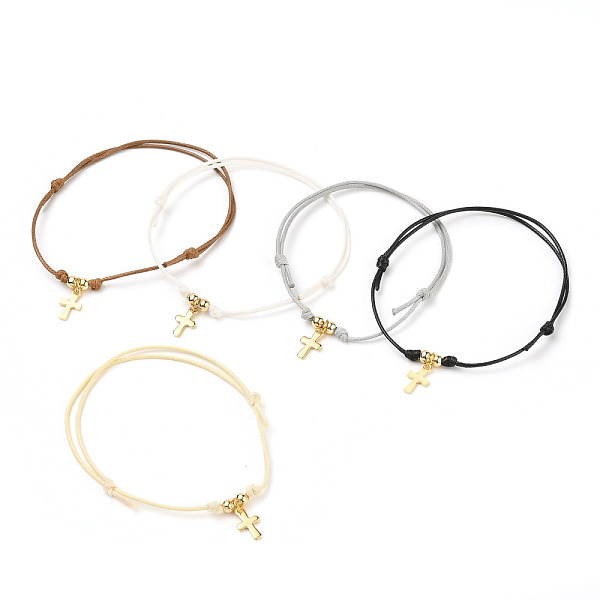 PandaHall Adjustable Waxed Polyester Braided Cord Charm Bracelets, with Brass Beads and 304 Stainless Steel Charms, Cross, Golden, Mixed..., Multicolor
PandaHall Adjustable Waxed Polyester Braided Cord Charm Bracelets, with Brass Beads and 304 Stainless Steel Charms, Cross, Golden, Mixed..., Multicolor