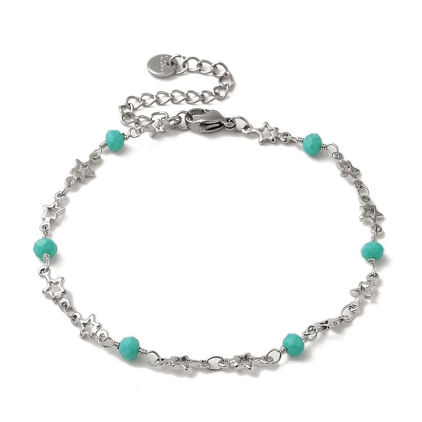 PandaHall Brass Star Link Chain Bracelets, with Glass Beads, Platinum, 9-7/8 inch(25.1cm) Brass
PandaHall Brass Star Link Chain Bracelets, with Glass Beads, Platinum, 9-7/8 inch(25.1cm) Brass