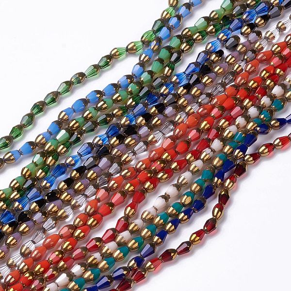 PandaHall Glass Beads Strands, Half Golden Plated, Faceted, Teardrop, Mixed Color, 7.5x4.5mm, Hole: 0.8mm, about 39~50pcs/strand..., Multicolor
PandaHall Glass Beads Strands, Half Golden Plated, Faceted, Teardrop, Mixed Color, 7.5x4.5mm, Hole: 0.8mm, about 39~50pcs/strand..., Multicolor