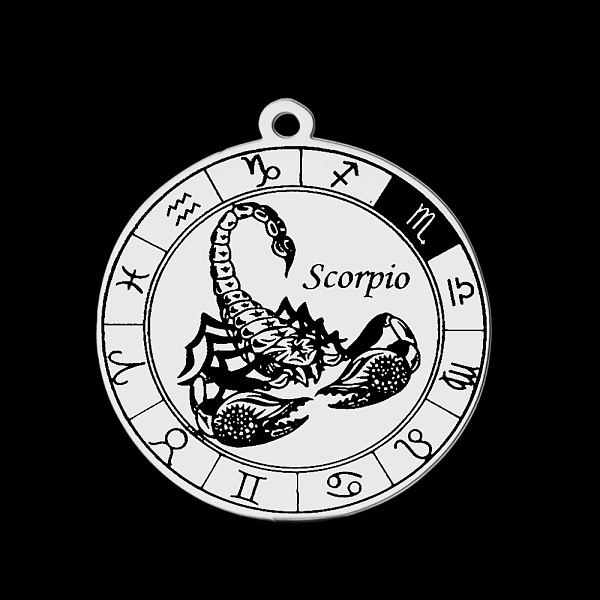 PandaHall 201 Stainless Steel Pendants, Laser Engraved Pattern, Flat Round with Constellation, Scorpio, 33x30x1mm, Hole: 2mm 201 Stainless...
PandaHall 201 Stainless Steel Pendants, Laser Engraved Pattern, Flat Round with Constellation, Scorpio, 33x30x1mm, Hole: 2mm 201 Stainless...