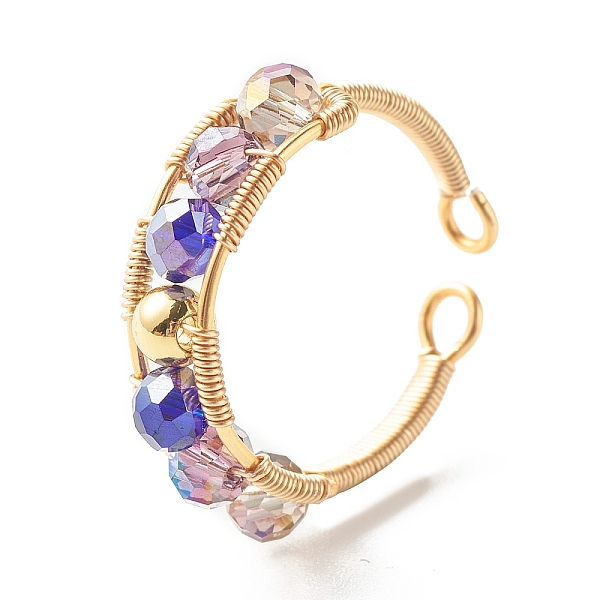 PandaHall Electroplate Faceted Glass Beads Cuff Ring for Teen Girl Women, Copper Wire Wrap Open Ring, Golden, Indigo, US Size 7 1/4~8 1/2..., Purple
PandaHall Electroplate Faceted Glass Beads Cuff Ring for Teen Girl Women, Copper Wire Wrap Open Ring, Golden, Indigo, US Size 7 1/4~8 1/2..., Purple