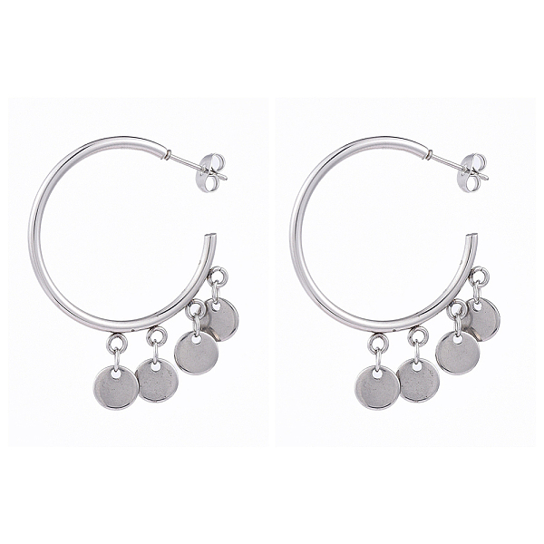PandaHall 304 Stainless Steel Dangle Stud Earrings, Half Hoop Earrings, with Ear Nuts, Flat Round, Stainless Steel Color, 32x33.5x2mm, Pin...
PandaHall 304 Stainless Steel Dangle Stud Earrings, Half Hoop Earrings, with Ear Nuts, Flat Round, Stainless Steel Color, 32x33.5x2mm, Pin...