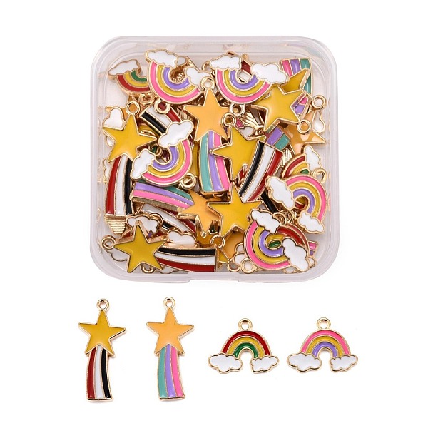 PandaHall 40Pcs 4 Style Alloy Enamel Pendants, Rainbow & Shooting Star, Light Gold, 14~26.5x13~18.5x1.5mm, Hole: 1.8~2mm, 10pcs/Style...
PandaHall 40Pcs 4 Style Alloy Enamel Pendants, Rainbow & Shooting Star, Light Gold, 14~26.5x13~18.5x1.5mm, Hole: 1.8~2mm, 10pcs/Style...