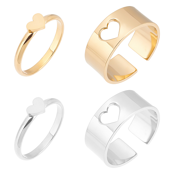 PandaHall Unicraftale 4Pcs 4 Style Heart Matching Couple Rings, 304 Stainless Steel Open Cuff Rings for Valentine's Day, Golden & Stainless...
PandaHall Unicraftale 4Pcs 4 Style Heart Matching Couple Rings, 304 Stainless Steel Open Cuff Rings for Valentine's Day, Golden & Stainless...