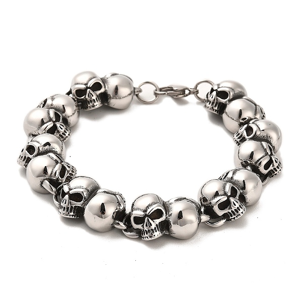 PandaHall 304 Stainless Steel Skull Link Chain Bracelets, Antique Silver, 8-1/2 inch(21.7cm) 304 Stainless Steel Skull
PandaHall 304 Stainless Steel Skull Link Chain Bracelets, Antique Silver, 8-1/2 inch(21.7cm) 304 Stainless Steel Skull