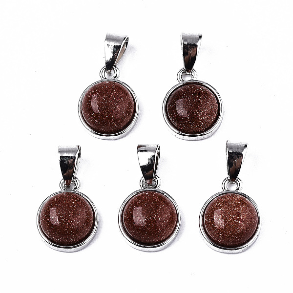 PandaHall Synthetic Goldstone Pendants, with Platinum Tone Brass Settings and Platinum Tone Iron Snap on Bails, Half Round/Dome, 15.5x12x6mm...
PandaHall Synthetic Goldstone Pendants, with Platinum Tone Brass Settings and Platinum Tone Iron Snap on Bails, Half Round/Dome, 15.5x12x6mm...