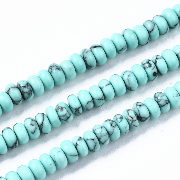 PandaHall Synthetic Turquoise Beads Strands, Rondelle, 4~5x2mm, Hole: 0.8mm, about 155~160pcs/strand, 14.96~15.35 inch(38~39cm) Synthetic...
PandaHall Synthetic Turquoise Beads Strands, Rondelle, 4~5x2mm, Hole: 0.8mm, about 155~160pcs/strand, 14.96~15.35 inch(38~39cm) Synthetic...
