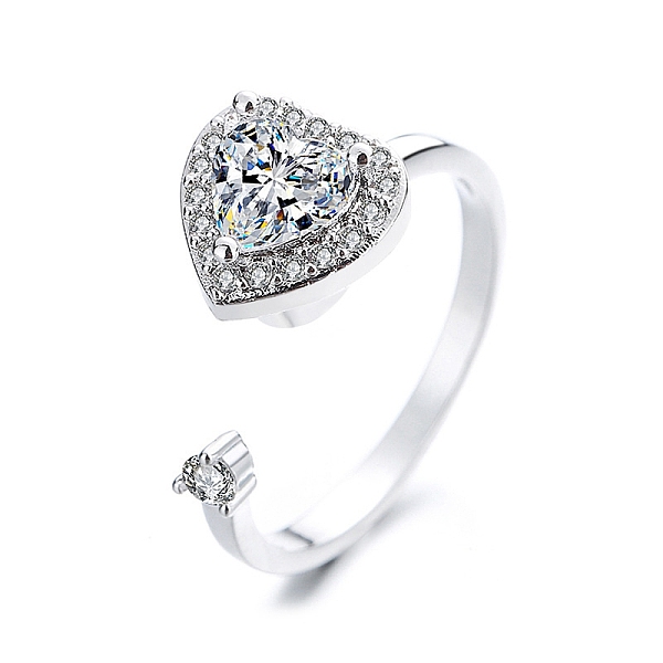 PandaHall Cubic Zirconia Rotating Open Cuff Ring, Platinum Brass Spinner Ring for Anxiety Stress Relief, Heart, 2.1mm, US Size 8(18.1mm)..., Clear
PandaHall Cubic Zirconia Rotating Open Cuff Ring, Platinum Brass Spinner Ring for Anxiety Stress Relief, Heart, 2.1mm, US Size 8(18.1mm)..., Clear