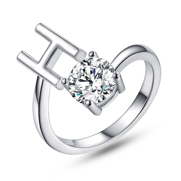 PandaHall Rhodium Plated 925 Sterling Silver Initial Letter Open Cuff Ring, Clear Cubic Zirconia Ring for Women, Platinum, Letter.H, US Size...
PandaHall Rhodium Plated 925 Sterling Silver Initial Letter Open Cuff Ring, Clear Cubic Zirconia Ring for Women, Platinum, Letter.H, US Size...