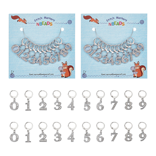 PandaHall Zinc Alloy & Glass Number Pendant Locking Stitch Markers, 304 Stainless Steel Clasp Stitch Marker, Clear, 3.15cm, 10 style...
PandaHall Zinc Alloy & Glass Number Pendant Locking Stitch Markers, 304 Stainless Steel Clasp Stitch Marker, Clear, 3.15cm, 10 style...