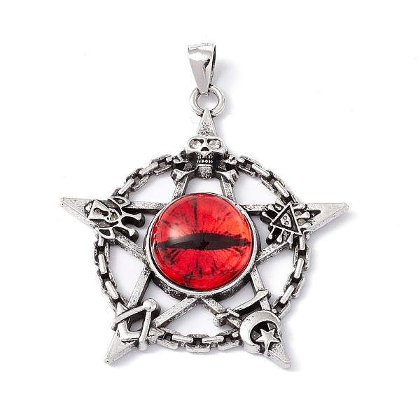 PandaHall Glass Pendants, with Antique Silver Plated Alloy Findings, Star with Evil Eye, Red, 47x44x9mm, Hole: 7x4mm Alloy+Glass Star Red
PandaHall Glass Pendants, with Antique Silver Plated Alloy Findings, Star with Evil Eye, Red, 47x44x9mm, Hole: 7x4mm Alloy+Glass Star Red