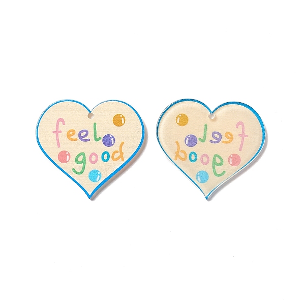 PandaHall Printed Opaque Acrylic Pendants, Heart with Word Feel Good, Wheat, 35x38x2mm, Hole: 2mm Acrylic Heart Orange
PandaHall Printed Opaque Acrylic Pendants, Heart with Word Feel Good, Wheat, 35x38x2mm, Hole: 2mm Acrylic Heart Orange