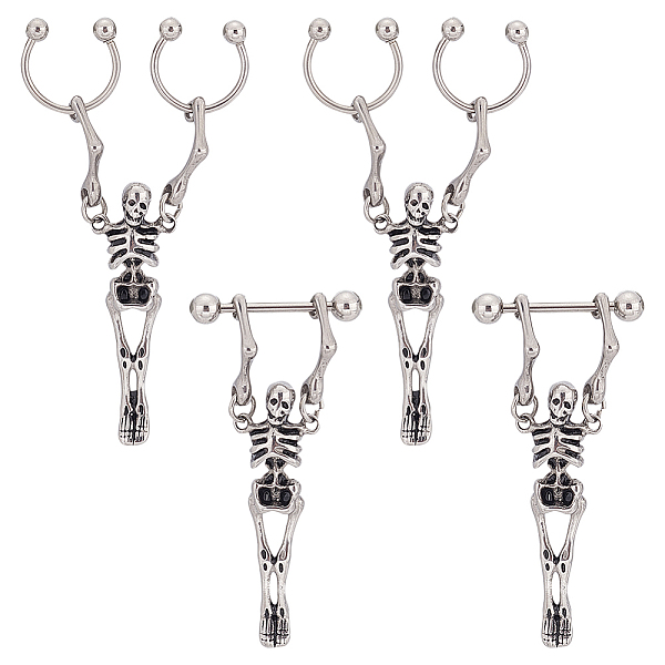 PandaHall ANATTASOUL 4Pcs 2 Style Titanium Steel Skeleton Skull Dangle Hoop Earrings for Women, Antique Silver, 45~54mm, Pin: 1.1mm...
PandaHall ANATTASOUL 4Pcs 2 Style Titanium Steel Skeleton Skull Dangle Hoop Earrings for Women, Antique Silver, 45~54mm, Pin: 1.1mm...